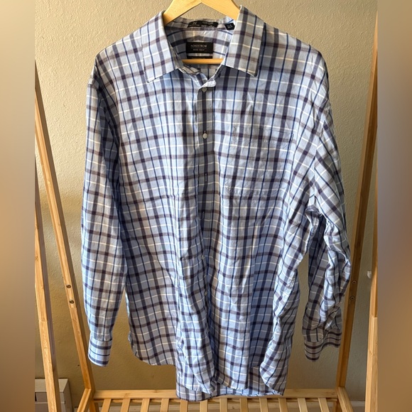 Nordstrom Other - Nordstrom Men's Wrinkle Free Casual Blue and White Plaid Shirt  Neck 18